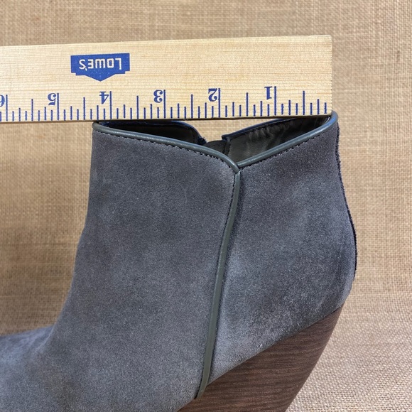 Grey booties wedges ankle boots leather suede zipper women’s 8 - Picture 4 of 12